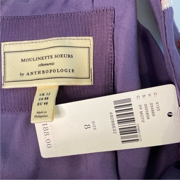 NWT ANTHRO Moulinette Soeurs Boho Purple Velvet Burnout Belted Wide Leg Jumpsuit - Picture 8 of 11